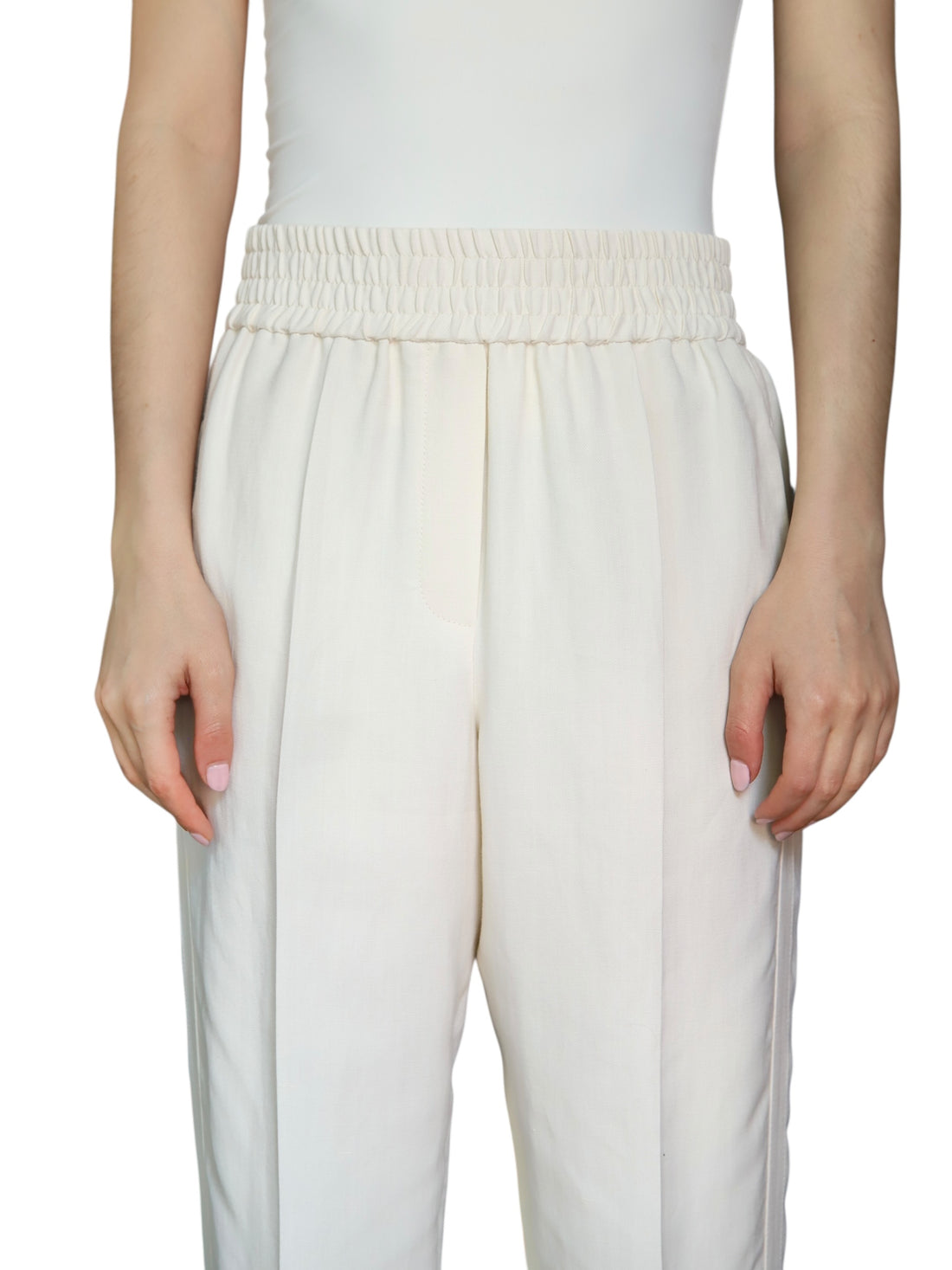 Brunello Cucinelli Ivory Twill Tapered Trousers - IT 42 / US 6