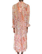 Zimmermann Orange Multi Floral Longsleeve Dress - 1 / M