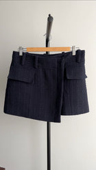 ALC Navy Tweed Wool Wrap Mini Skirt - S (6)