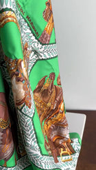 Hermes Green and brown La Danse du Cheval Marwari 90cm Silk Scarf