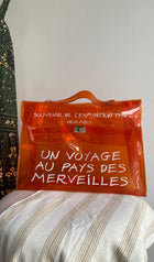 Hermes Vintage 1998 Orange Souvenir De L'Exposition Transparent Vinyl Kelly Bag