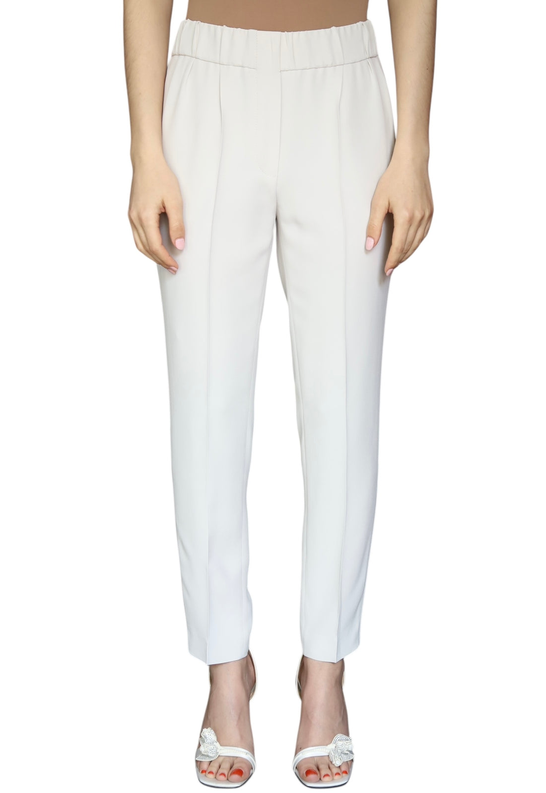 Brunello Cucinelli Ivory Silk Blend Tapered Jogger Trousers - IT 44 / US 8