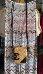 Chanel Beige Black Vintage 2002 Cambon CC Mini Crossbody Messenger Bag