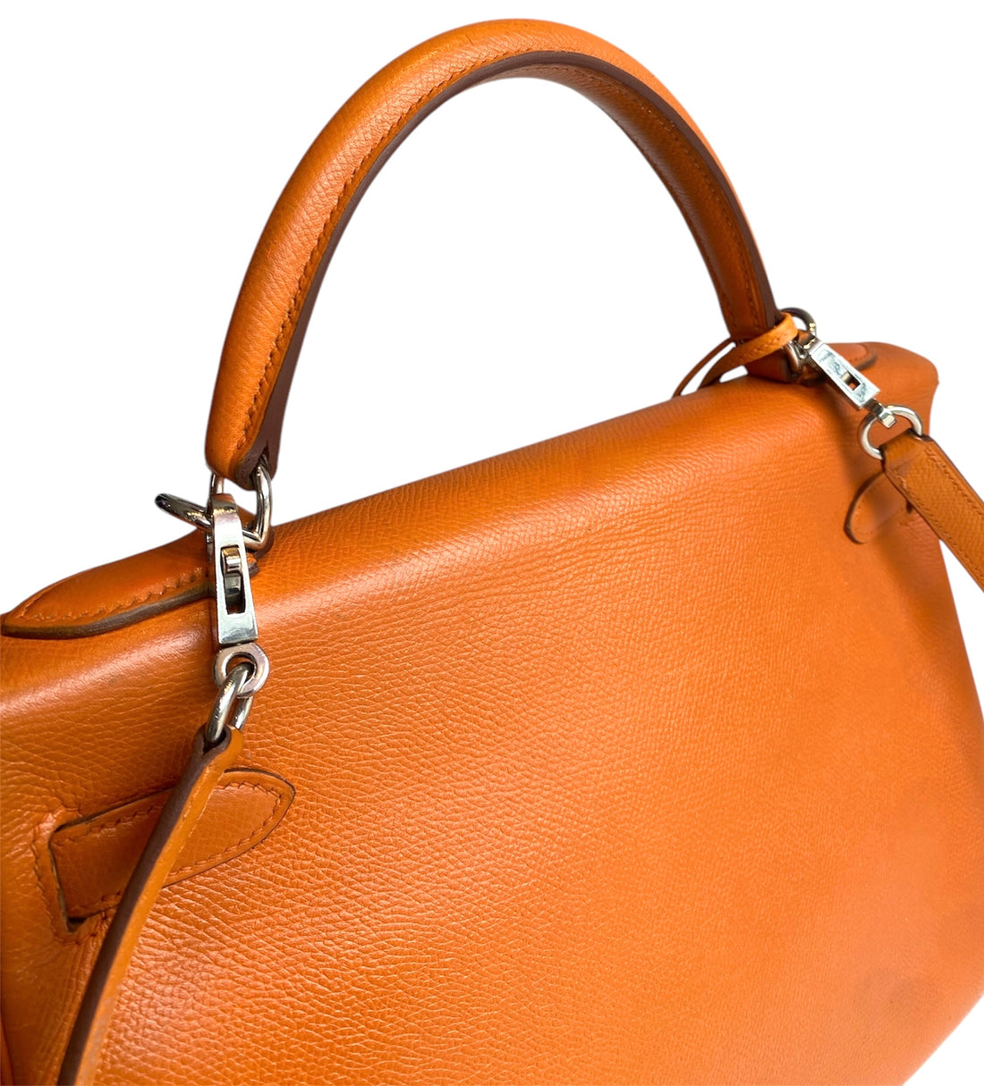 Hermes Orange Epsom Kelly 32 Retourne PHW Bag