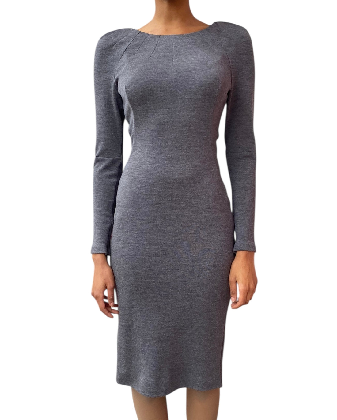 Alexander Mcqueen Grey Wool Longsleeve Dress - 40 / US 4-6