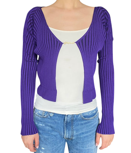 Jacquemus Purple Knit Logo Cardigan - FR 36 / US 4.