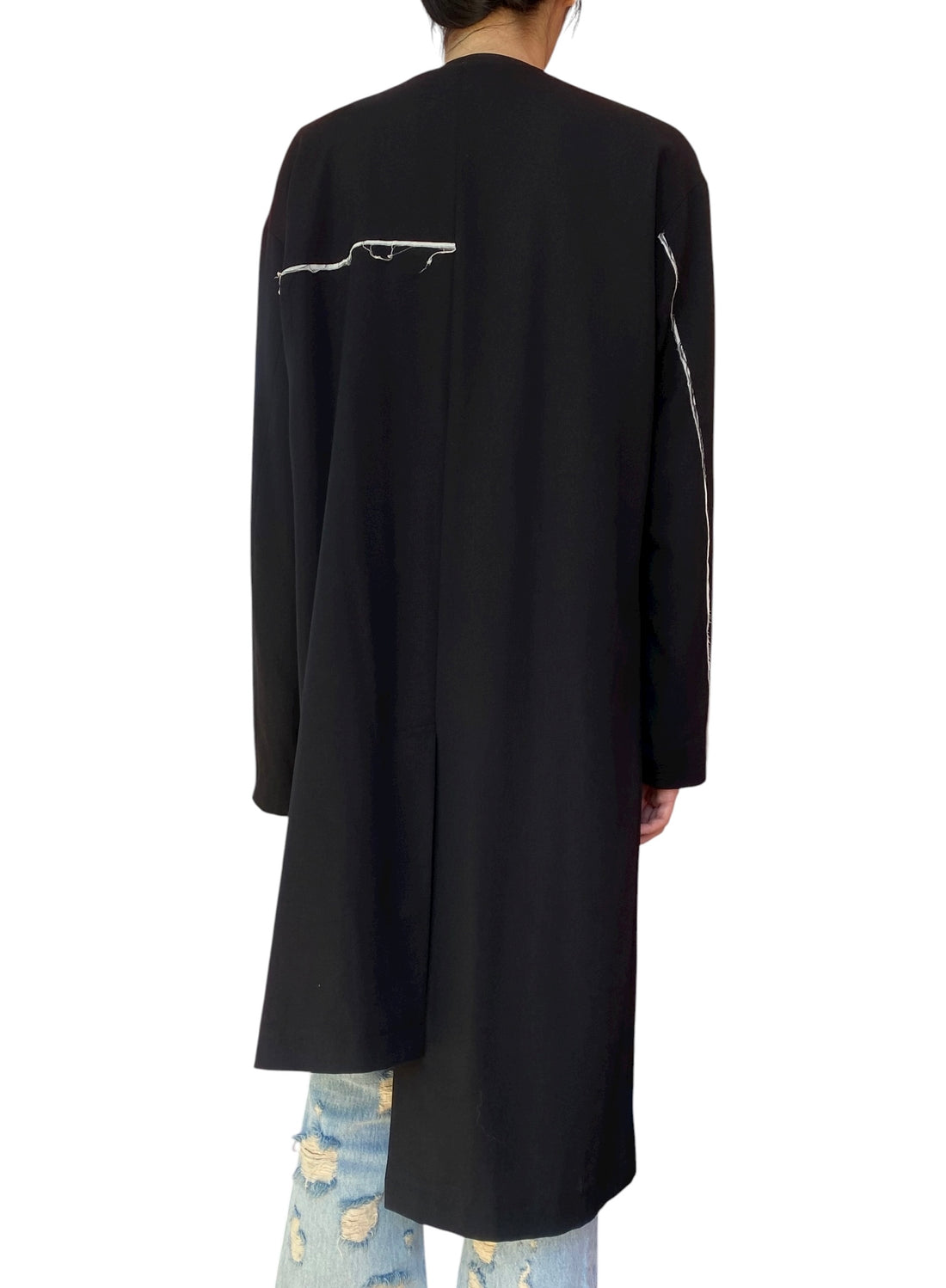 Yohji Yamamoto Black Asymmetrical Wool Coat  - JP 2 / L