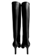 Saint Laurent Black Tall Leather Logo Boot - 37