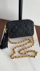 Chanel Vintage 1991 Black Mini Tassel Bijoux Camera Bag