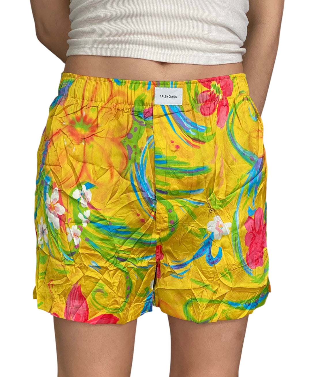 Balenciaga Satin Floral Print Shorts