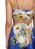 Oscar De La Renta Blue Silk Tie-Front Floral Printed 2-Piece Bralette Short Set - US 4