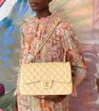 Chanel Beige Lambskin Jumbo Classic Double Flap Bag GHW