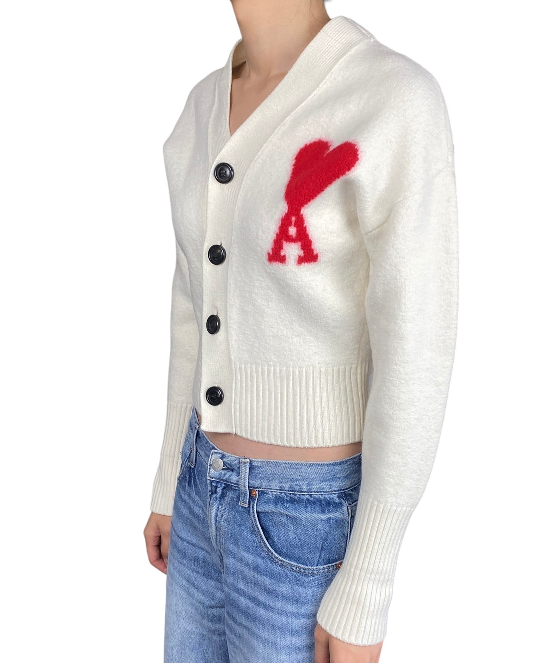 Ami Paris White Wool Logo Cardigan - XS – I MISS YOU VINTAGE