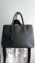 Prada Large Black Saffiano Leather Galleria Tote Bag