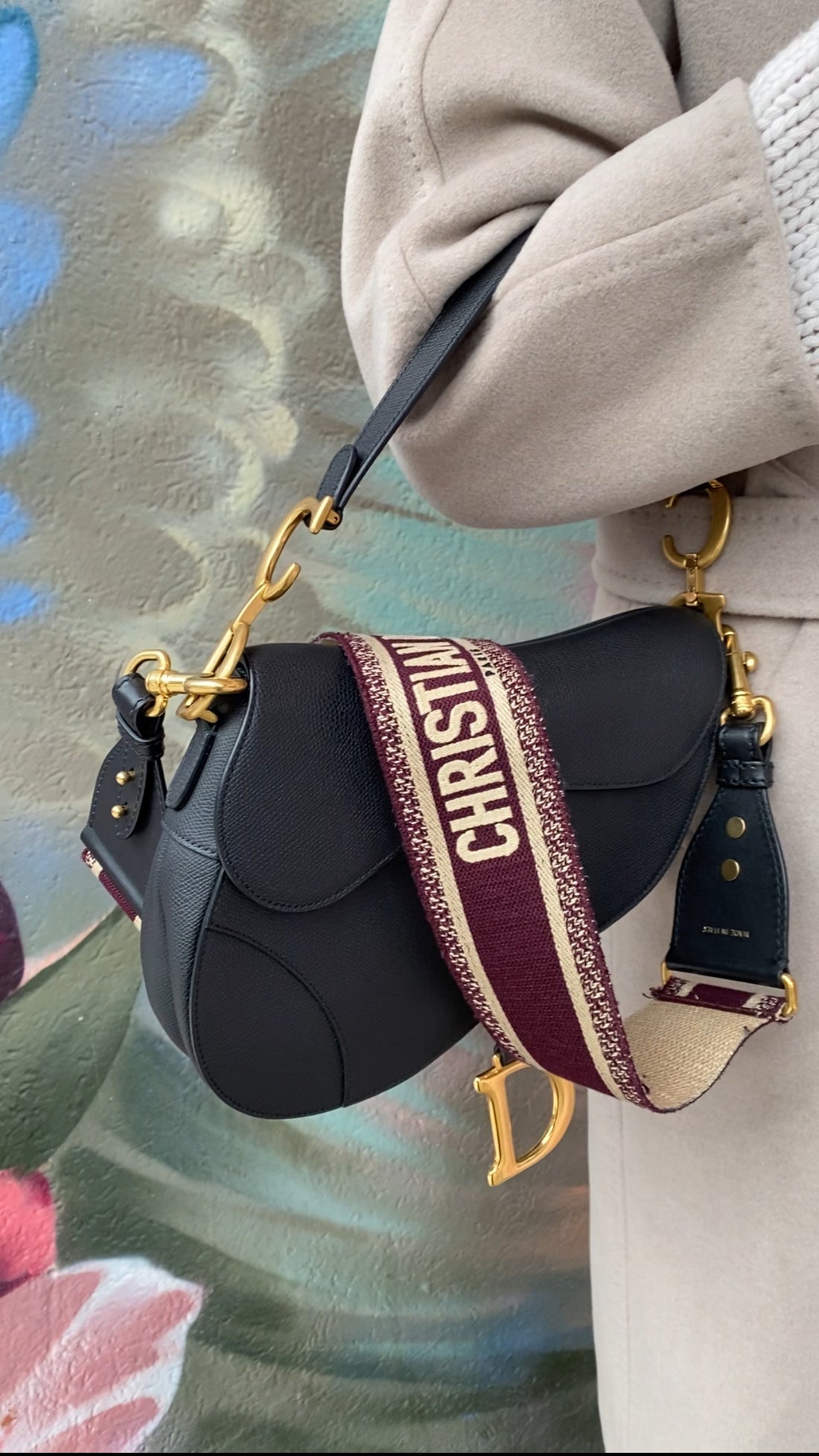 Christian Dior Burgundy Oblique Wide Bag Strap