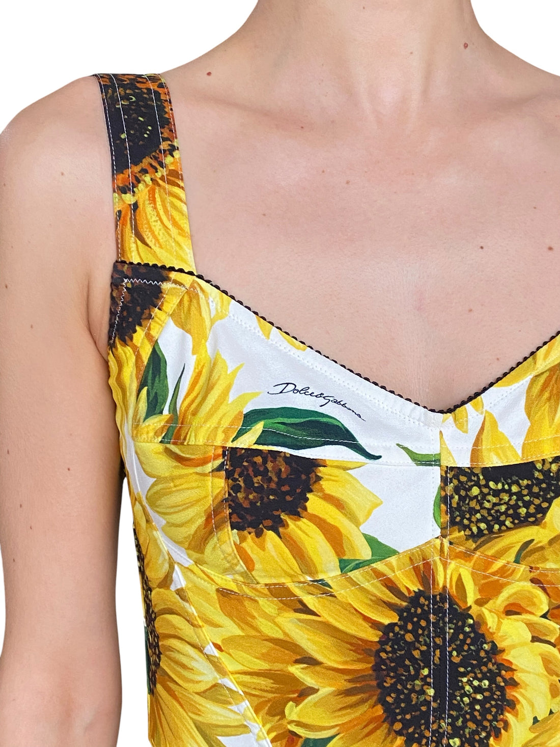 Dolce & Gabbana Yellow Sunflower Printed 2-Piece Bustier Shorts Set - 42 / US 4