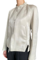 Giorgio Armani Ecru Silk Notched Jacket - IT 42 / US 8