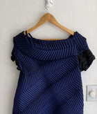 Issey Miyake Blue Diagonal Draped Pleated Dress