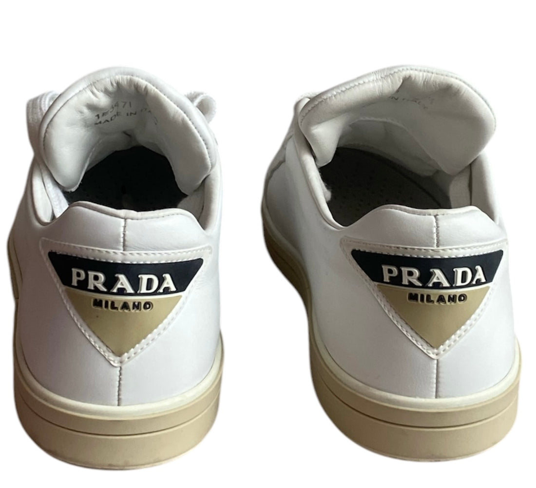 Prada White Logo Leather Sneakers
