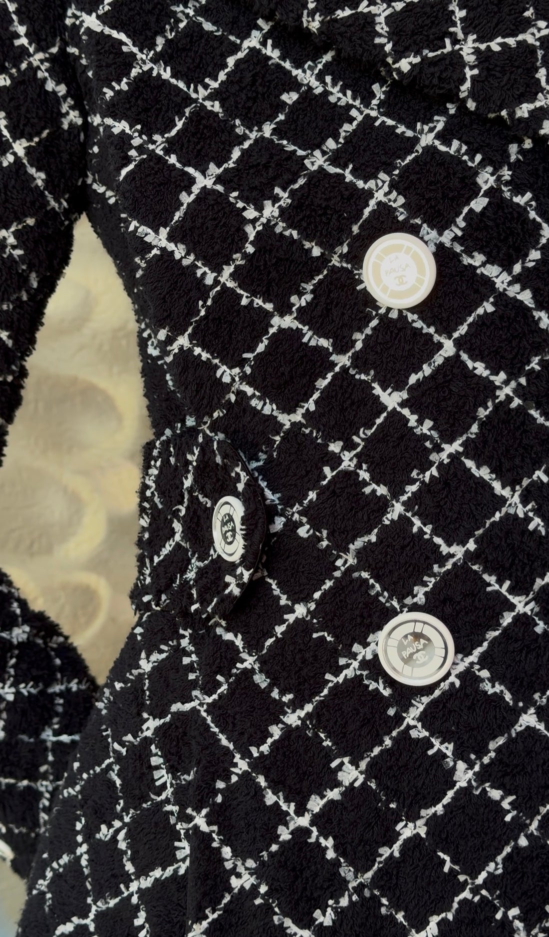 Chanel Black White 2019 C La Pausa Button Diamond Tweed Jacket-  FR 40 / 8 / M