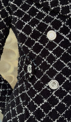 Chanel Black White 2019 C La Pausa Button Diamond Tweed Jacket-  FR 40 / 8 / M