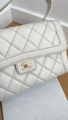 Chanel Vintage 2004 White Wild Stitch Top Handle Flap Bag