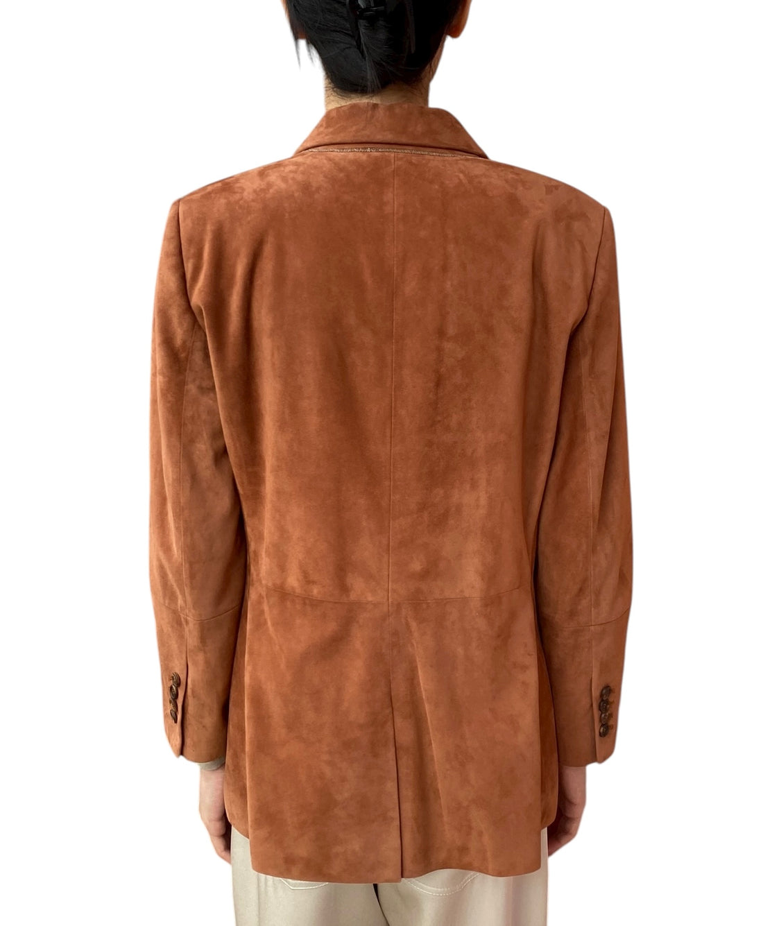 Brunello Cucinelli Rust Suede Single Breasted Monili Embellished Blazer - 44 / US 8