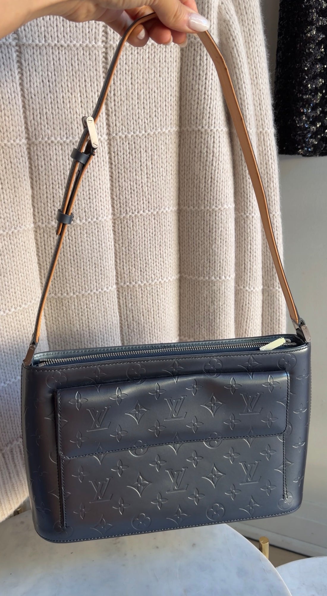 Louis Vuitton Pewter Grey Vintage 2002 Monogram Matt Alston Shoulder Bag