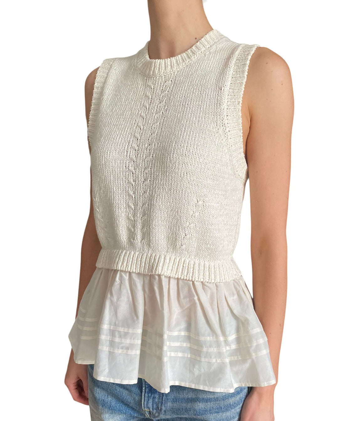 Ulla Johnson Ivory "Edda" Knit Peplum Sleeveless Top - M