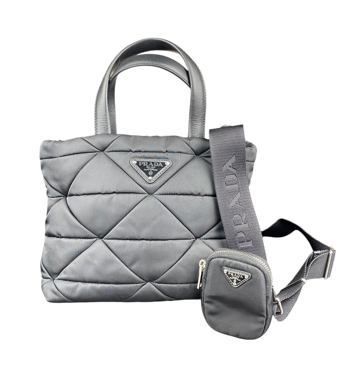 Prada Black Small Re-Nylon Padded Crossbody Tote Bag