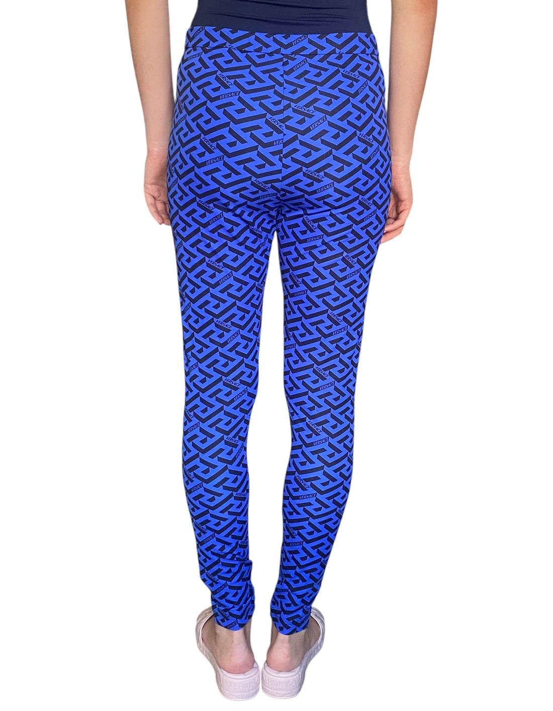 Versace Blue Logo Printed Leggings - 44 / US 6-8