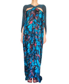 Roberto Cavalli Blue Silk Floral Animal Print Caftan - 38 / US 6-10
