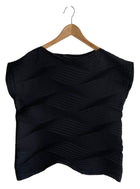 Issey Miyake Black Wave Pleated Top and Skirt Set