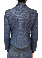 Giorgio Armani Navy Lamb Leather Quilted Jacket - 42 / US 6