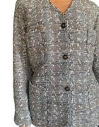 Chanel 1994 Grey Vintage Tweed Jacket - 42 / US 8