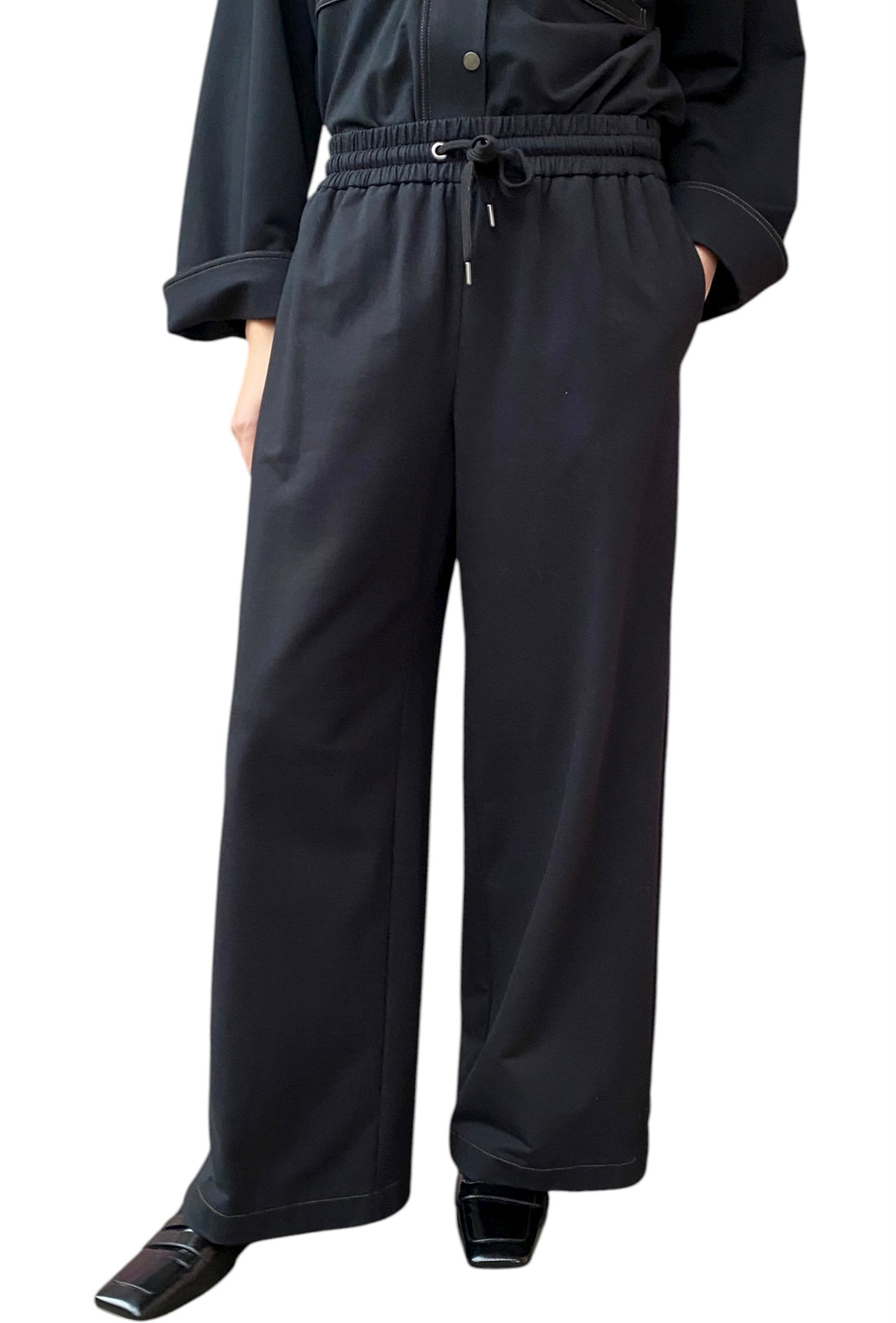Brunello Cucinelli Black Wide Drawstring Trousers - M