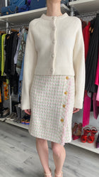 White + Warren Ivory Boucle Wool & Cashmere Blend Cardigan - M