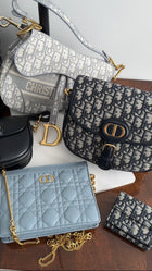 Christian Dior Cloud blue Quilted Leather Caro Every Dior Pouch on Chain