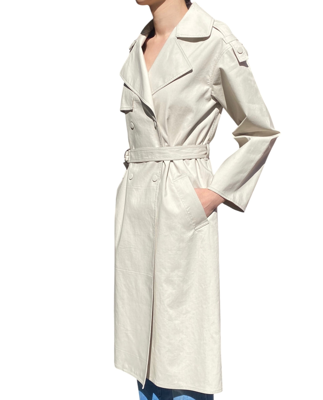 Yves Salomon Ecru Cotton Double Breasted Trench Coat - 34 / US 2