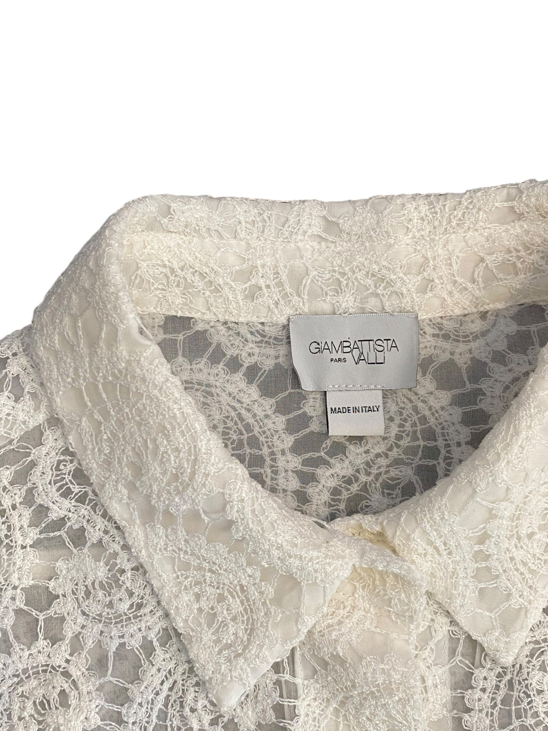 Giambattista Valli White Lace Cropped Shirt - 42 / US 6