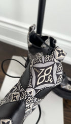 Louis Vuitton Black and White 1854 Brocade Laureate Platform Desert Boot - 36
