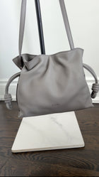 Loewe Pearl Grey Leather Mini Flamenco Clutch Bag