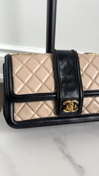 Chanel Black and Beige Medium Two Tone Elegant Flap Bag