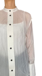 Ferragamo White Wrinkled Sheer Long Sleeve Shirt - IT 38 / US 4-6