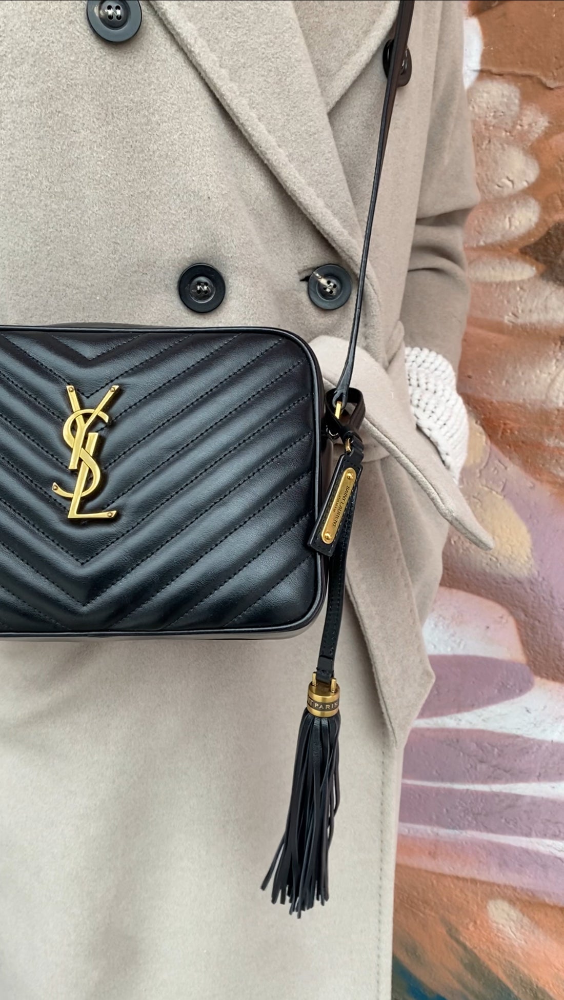 Saint Laurent Black Medium Lou Monogram Quilted Camera Bag