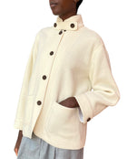 Giorgio Armani Ivory Soft Check Wool Bomber Jacket - 40 / US 4-6