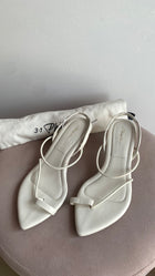 3.1 Phillip Lim Ivory Lambskin Pointed Block Heel Verona Sandals - 38 / 7.5