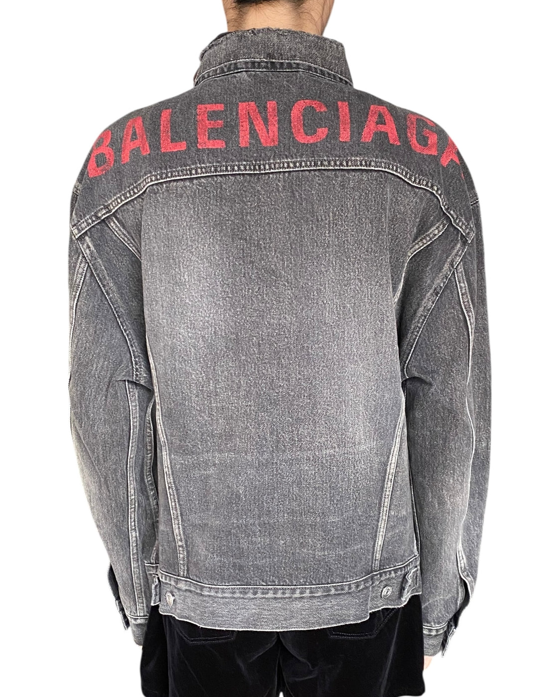 Balenciaga Grey & Red Logo Printed Jacket - 36 / US 4