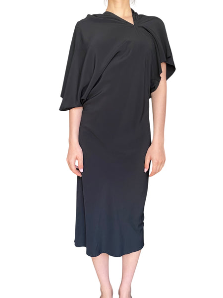 Rick Owens FW 22 Black Draped Silk Gown  - US 8
