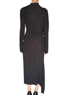 Victoria Beckham Black Gathered Turtleneck Long Sleeve Gown - US 6